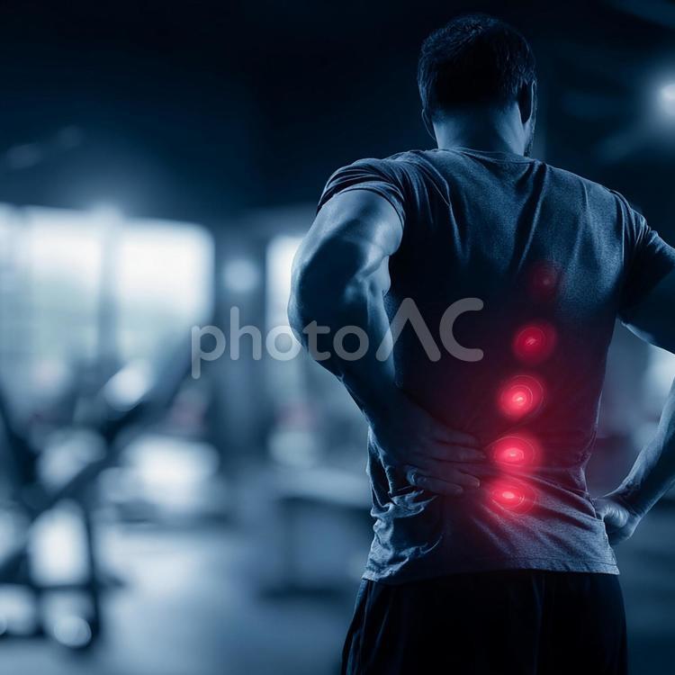 運動後の体の痛み 腰痛,痛み,アスリートの写真素材