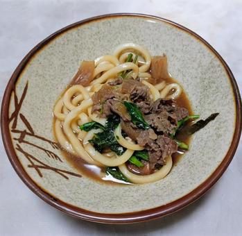 すき焼きうどん 食事,うどん,すき焼きの写真素材