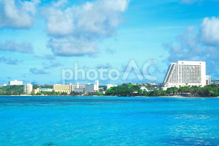 グアムの青い海と青空 海,グアム,アメリカの写真素材