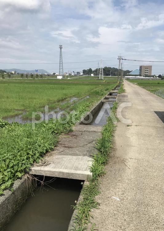 田舎の田園風景と空 水域,風景,自然の写真素材