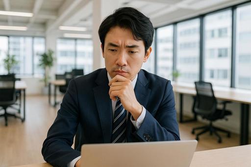 考えるビジネスマンの写真