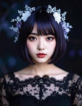 地雷系女子・深夜、紫髪の彼女に見つめられ 地雷系女子・深夜、紫髪の彼女に見つめられの写真