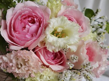 パステルピンクの花束のズーム バラ,花束,ピンクの写真素材