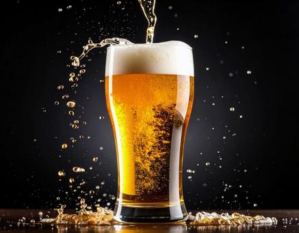 ビール(黒背景) ビール(黒背景)の写真