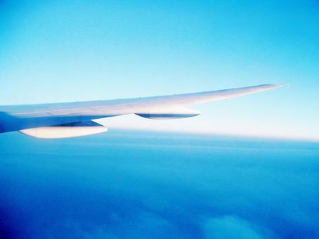 Airplane wing, airplane, wing, blue, JPG