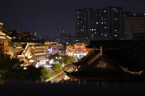中国成都の街の夜景の風景 中国,成都,街の写真素材