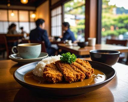 カレーと揚げ物 カレーと揚げ物の写真
