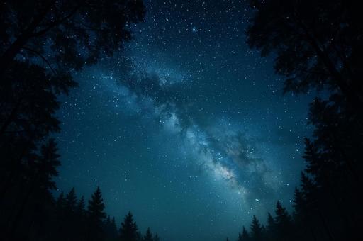 森の中から見る星空 森の中から見る星空の写真