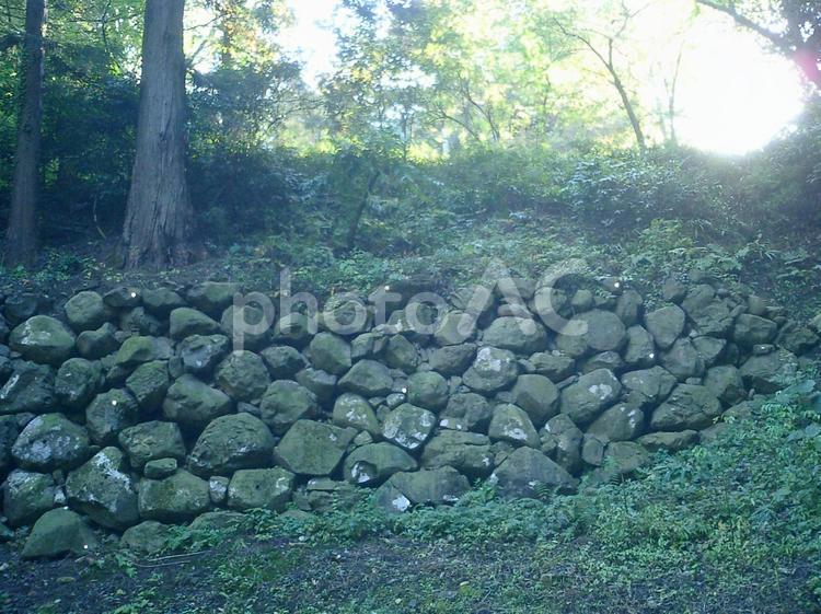 仙台城沢門跡付近の石垣 仙台城の写真素材