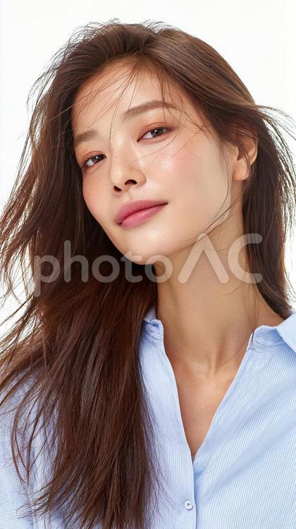 ナチュラルな魅力があふれる女性 女性,モデル,ロングヘアの写真素材