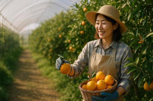 農業をする女性の写真