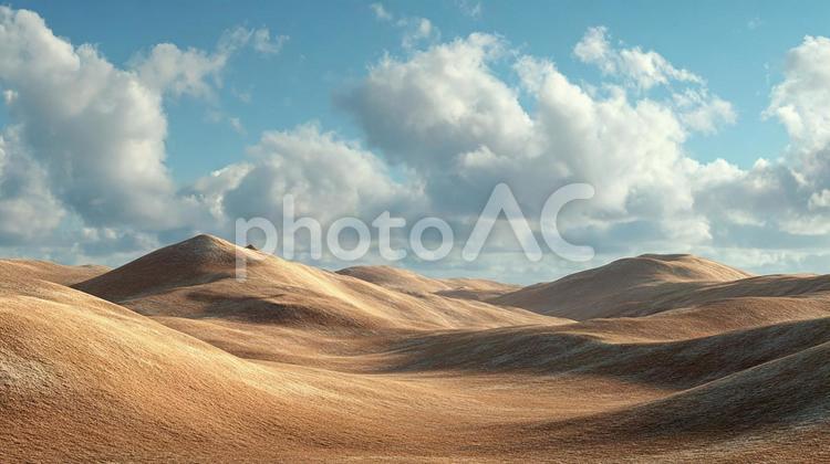 無限に続く砂の波：静寂の砂漠 砂漠,砂丘,砂の写真素材