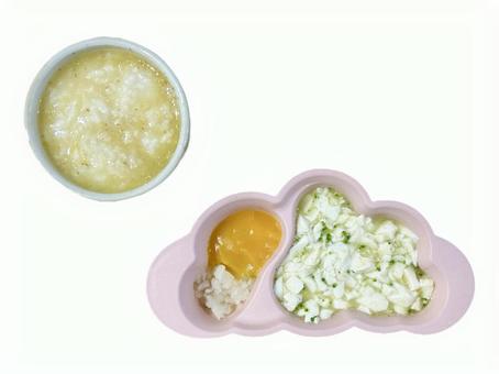 離乳食 離乳食 離乳食,軟飯,7倍がゆの写真素材