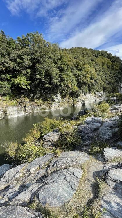 埼玉県秩父にある長瀞と石畳 長瀞,石畳,秩父の写真素材