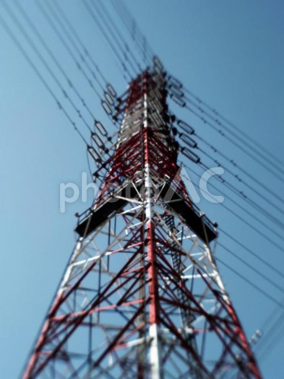 鉄塔がある風景 鉄塔,送電線,電線の写真素材