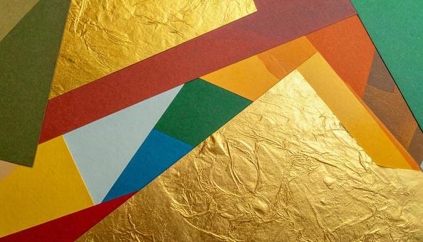 金と色紙の背景素材 金と色紙の背景素材の写真
