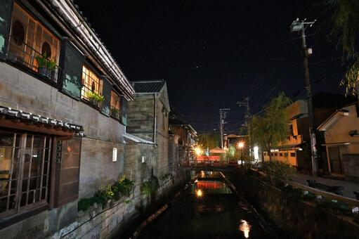 下田ペリーロードの夜景とレンガ造りの建物 ペリーロード,下町,小江戸の写真素材