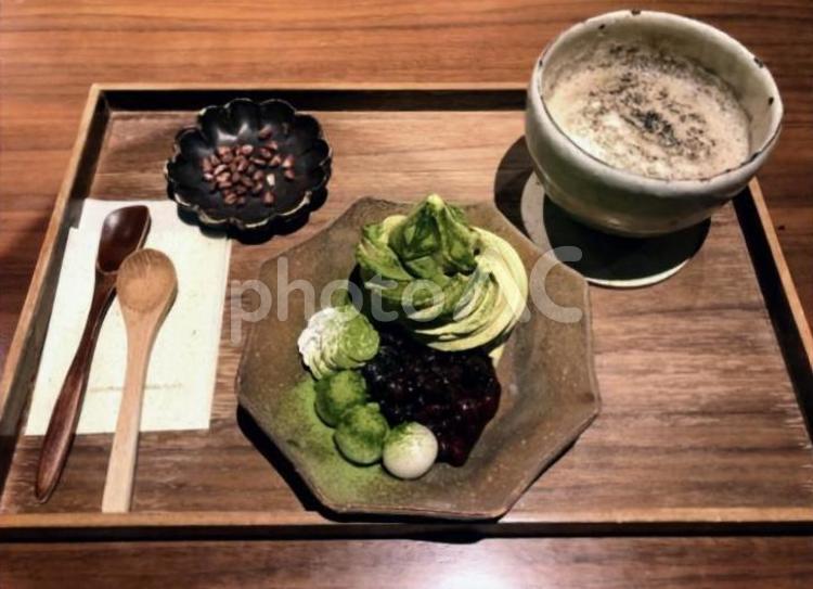 まったり和風カフェ カフェ,ほうじ茶ラテ,ラテの写真素材