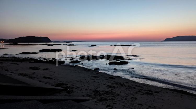 日本海の夕焼け 山口県,夕焼け,日本海の写真素材