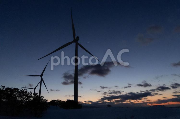 リエネ銭函風力発電所 風力発電所,風車,風力発電の写真素材