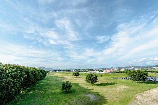 矢作川の河川敷 矢作川の河川敷 河川敷,千石公園,豊田市の写真素材