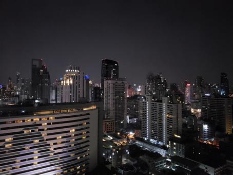 夜のバンコク バンコク,高層階,マンションの写真素材