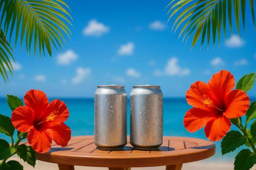 ビーチでビール ビーチでビールの写真