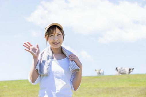 酪農家の女性 酪農家の女性の写真