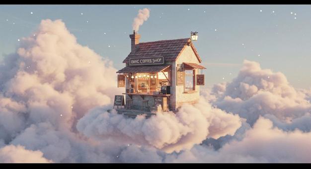 雲の上の魔法のコーヒーショップの写真