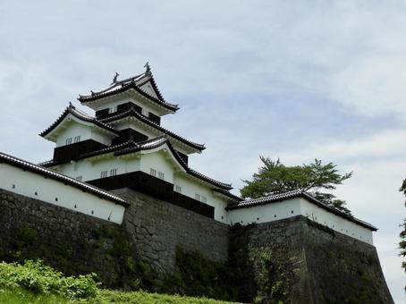 北側から見上げる白河小峰城御三階櫓 北側から見上げる白河小峰城御三階櫓 白河小峰城,小峰城,白河市の写真素材