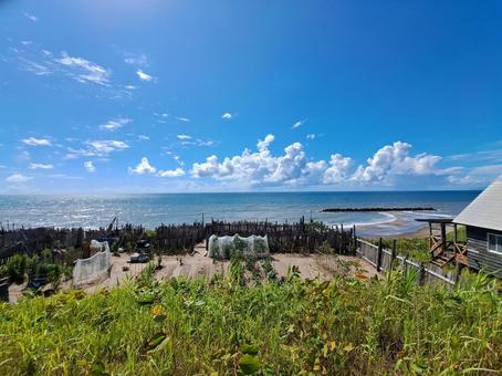空と海と雲そして畑 空と海と雲そして畑 自給自足,畑,空と雲の写真素材