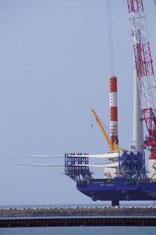 風力発電機のブレード 風力発電機のブレード 工事,風力発電機,エコの写真素材