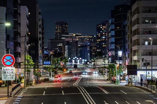 門前仲町　夜景 門前仲町,夜,東京の写真素材