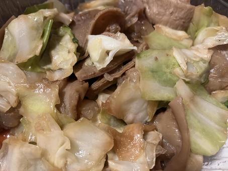Photo, grilled hormone, up, cabbage, 