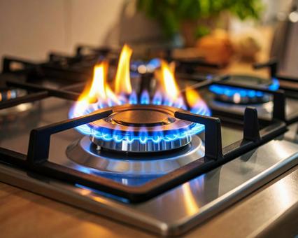 ガスコンロの火 ガスコンロの火の写真