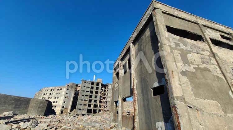 世界遺産　長崎県軍艦島 長崎,端島,軍艦島の写真素材
