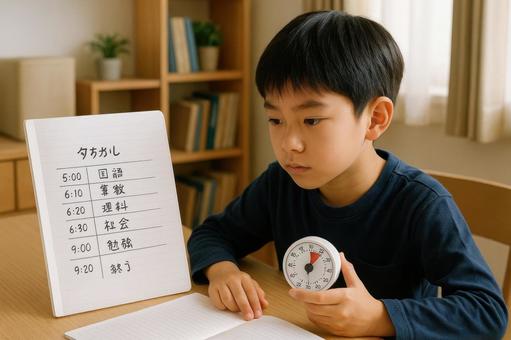 自分で時間管理をする受験生 自分で時間管理をする受験生の写真