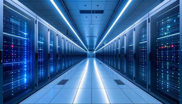 未来的なデザインのデータセンター内部 未来的なデザインのデータセンター内部の写真