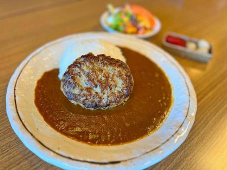 ハンバーグカレー ハンバーグカレー ハンバーグカレー,プレート,カレーライスの写真素材