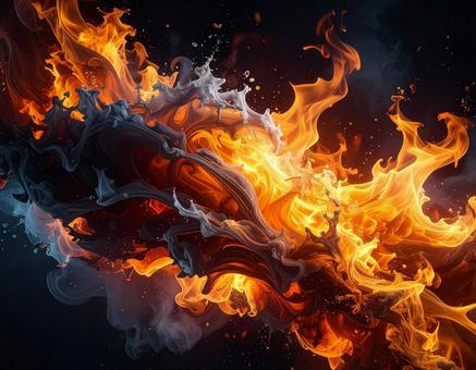 激しい水しぶきと炎の混在03の写真