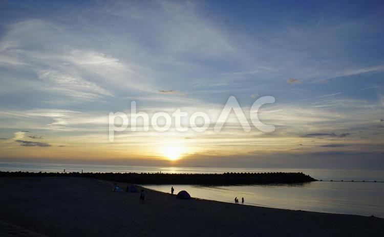 双海の夕日（愛媛県双海） 夕日,夕焼け,夕方の写真素材
