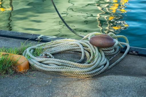係船杭 係留ロープ,係船杭,ロープの写真素材