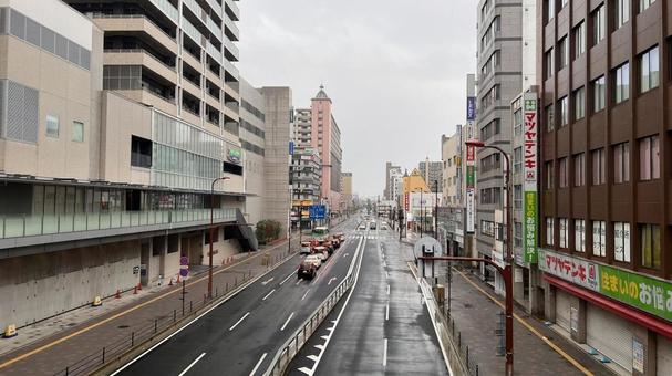 朝の明石駅周辺（雨天）6 兵庫県,明石市,駅前の写真素材