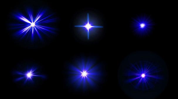 光のフレアエフェクト素材セット　青 光,フレア,閃光の写真素材