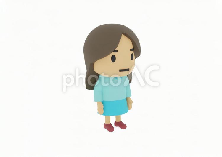 無口で無表情の不機嫌な私服の女性の少女 健康,女,クレイアートの写真素材