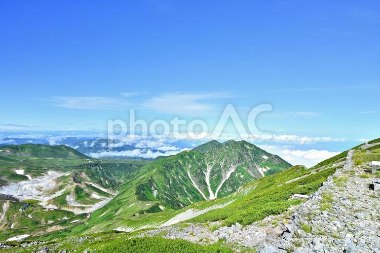 どこまでも広がる真夏の立山の天空風景 爽やかな,立山,立山連峰の写真素材