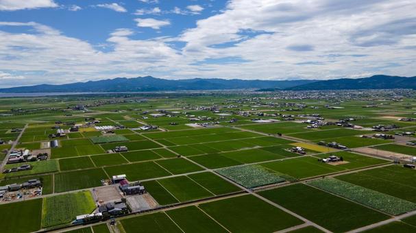 佐賀県杵島郡白石町の風景 空撮写真 佐賀県杵島郡白石町の風景 空撮写真 佐賀,白石町,佐賀県の写真素材