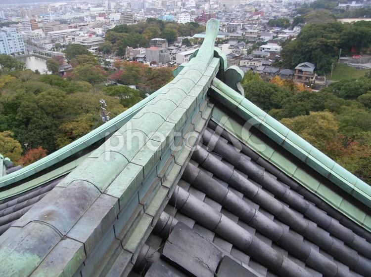 和歌山城天守閣屋根 和歌山城の写真素材