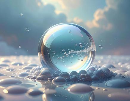丸い水滴の半透明の泡 2の写真