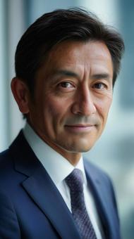 穏やかで安心感ある中年管理職男性の微笑み 穏やかで安心感ある中年管理職男性の微笑みの写真
